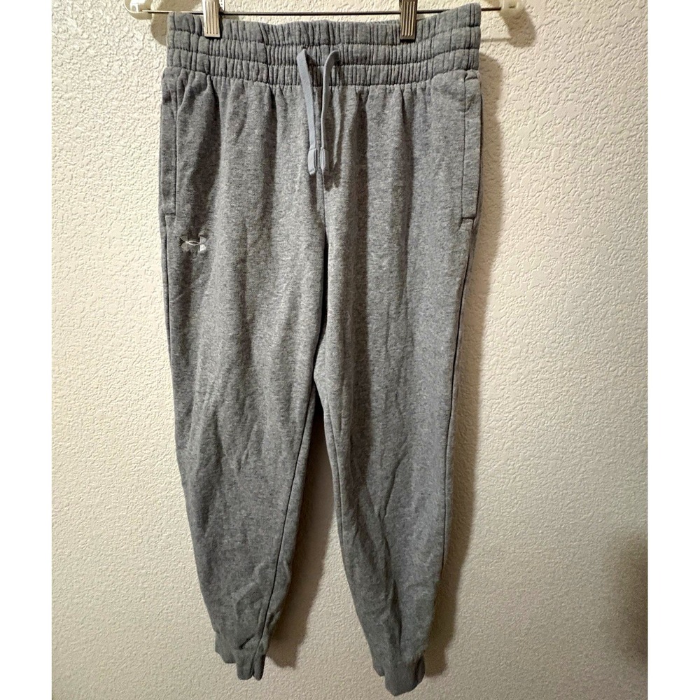 Under Armour Men's Gray Fleece Jogger Pants S Elastic Waist Pockets Drawstring